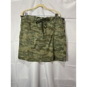 Caslon Nordstrom Women's Camo Green Mini Skirt Drawstring Size Large